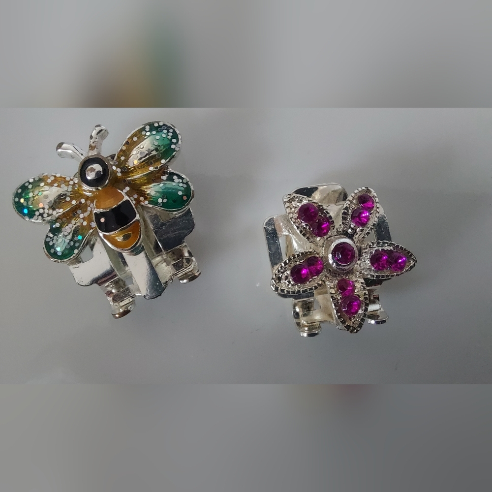 Silver and Pink Flower Flip Flop Clips